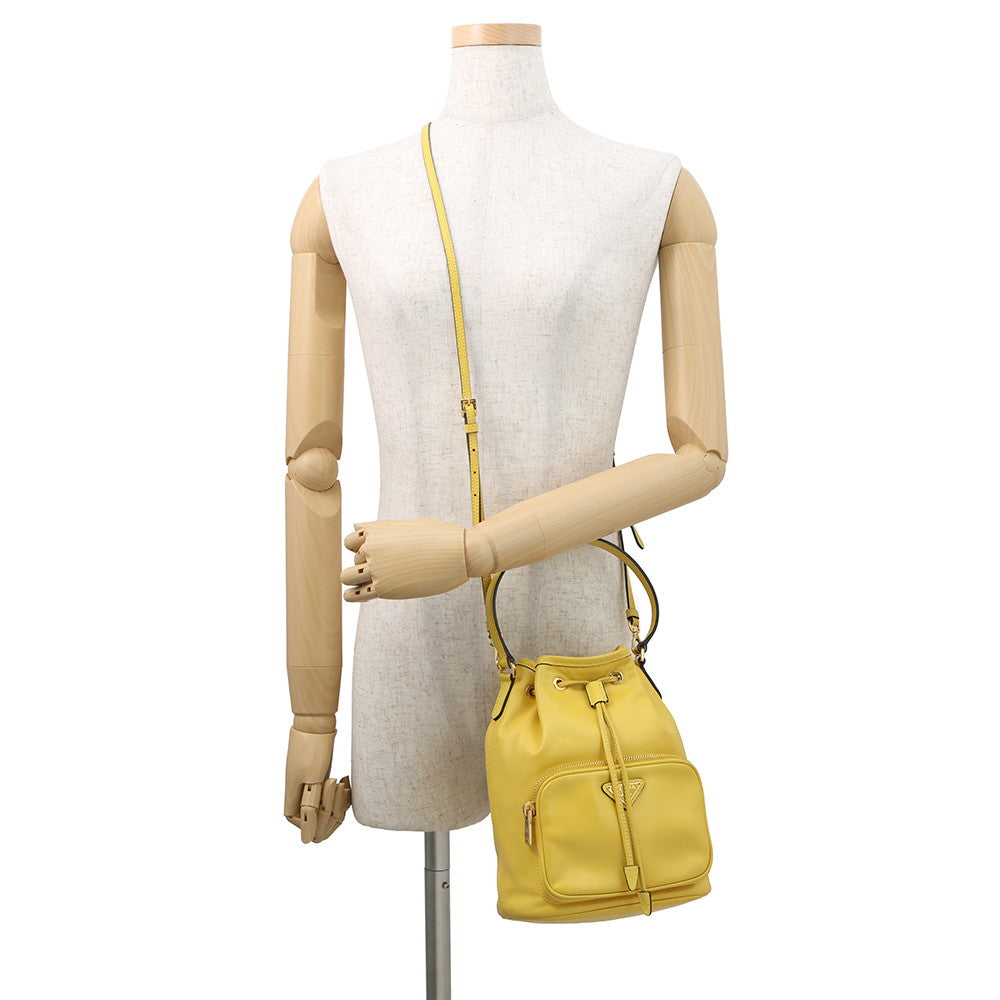 PRADA Duet 2way Bag Yellow1BH038 Calf Leather Saffiano LeatherLeather
