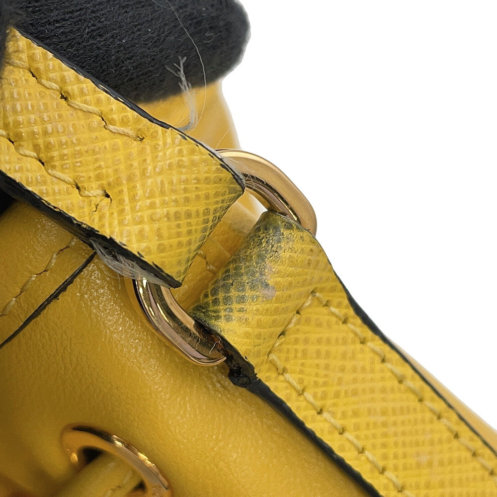 PRADA Duet 2way Bag Yellow1BH038 Calf Leather Saffiano LeatherLeather
