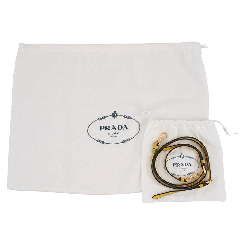 PRADA Duet 2way Bag Yellow1BH038 Calf Leather Saffiano LeatherLeather