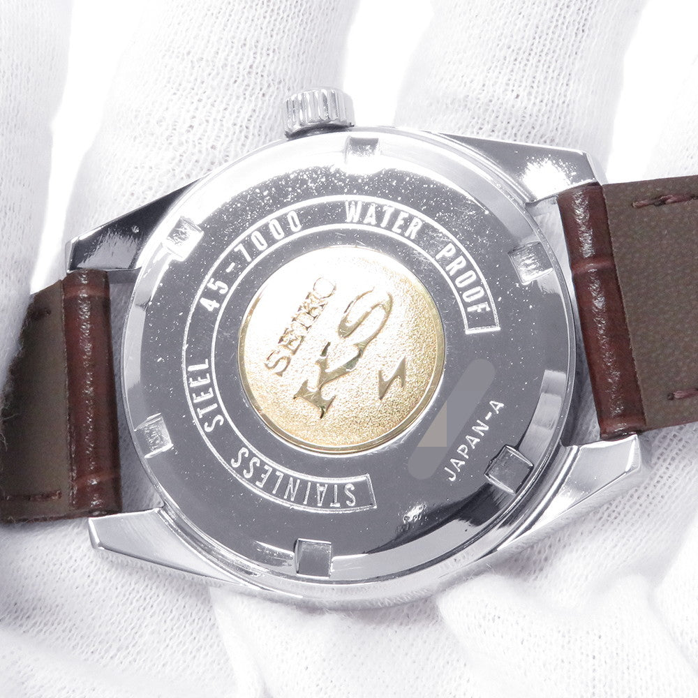 SEIKO King Seiko Hi-Beat W36mm Stainless Steel Leather Silver Dial45-7000