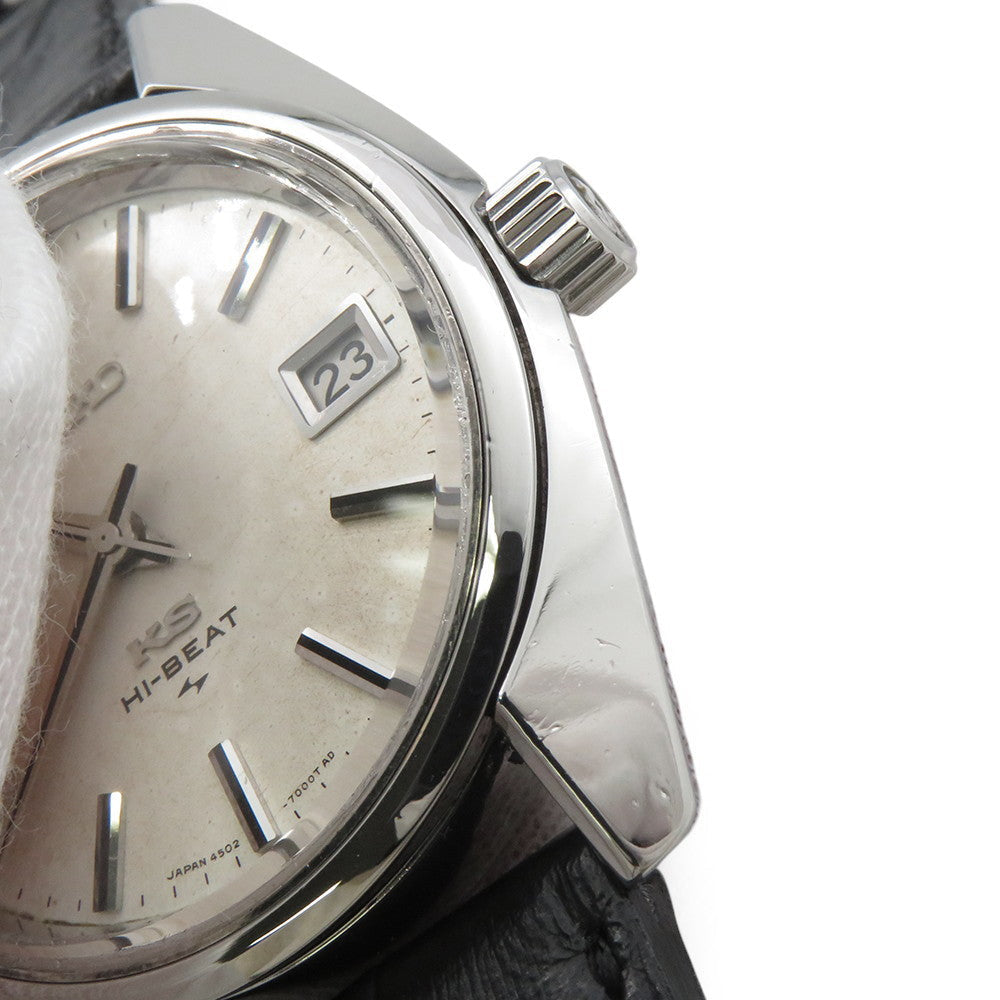 SEIKO King Seiko Hi-Beat W36mm Stainless Steel Leather Silver Dial4502-7001