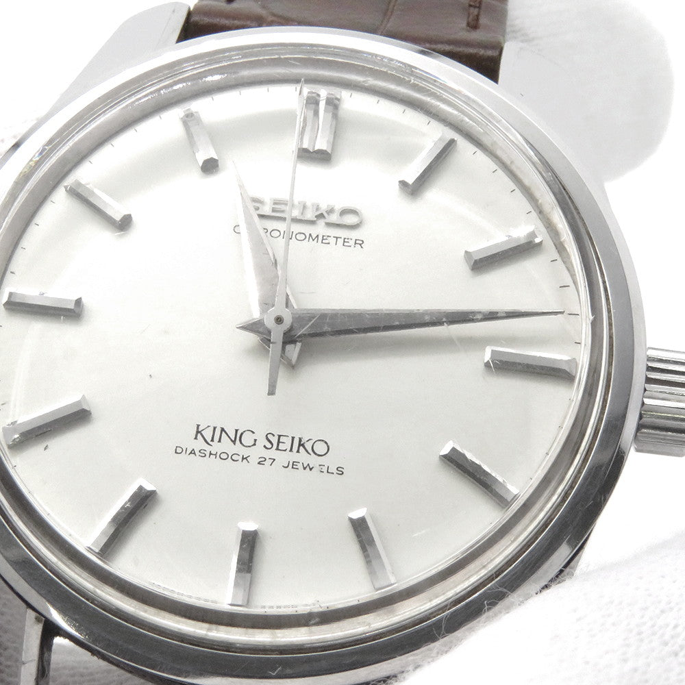 SEIKO King Seiko Chronometer W36mm Stainless Steel Leather Silver Dial4420-9990