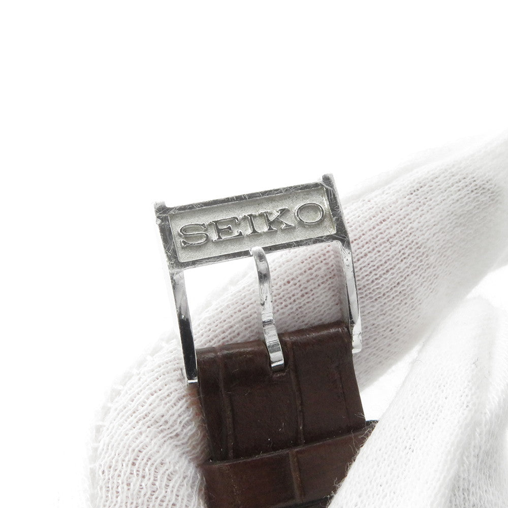 SEIKO King Seiko Chronometer W36mm Stainless Steel Leather Silver Dial4420-9990