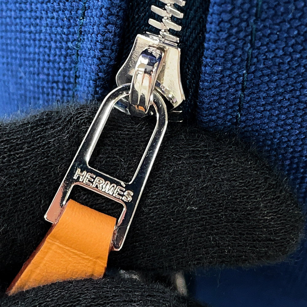 HERMES Brid a Black Marine Canvas Size PM