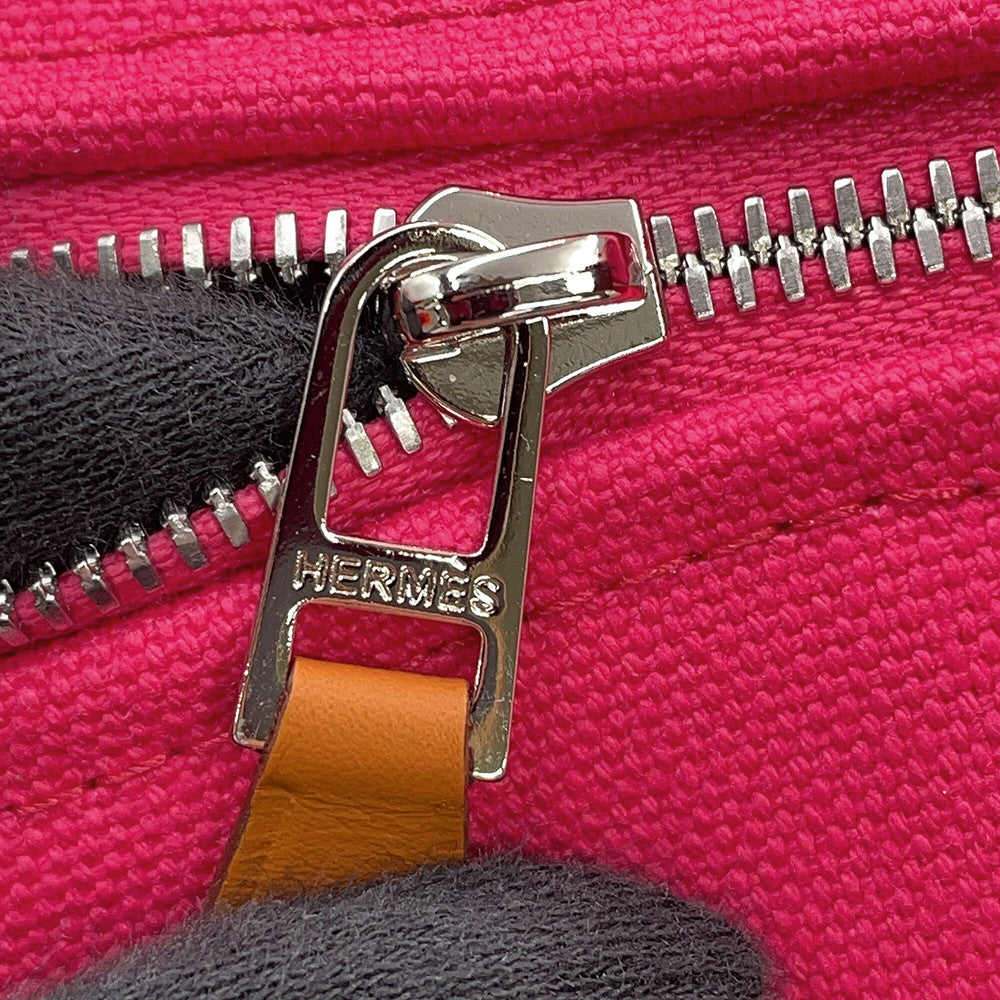 HERMES Brid a Black Hibiscus Canvas Size PM