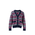 Chanel Size 38 23b CC Logo Cardigan Cashmere Navy Blue/Multicolour