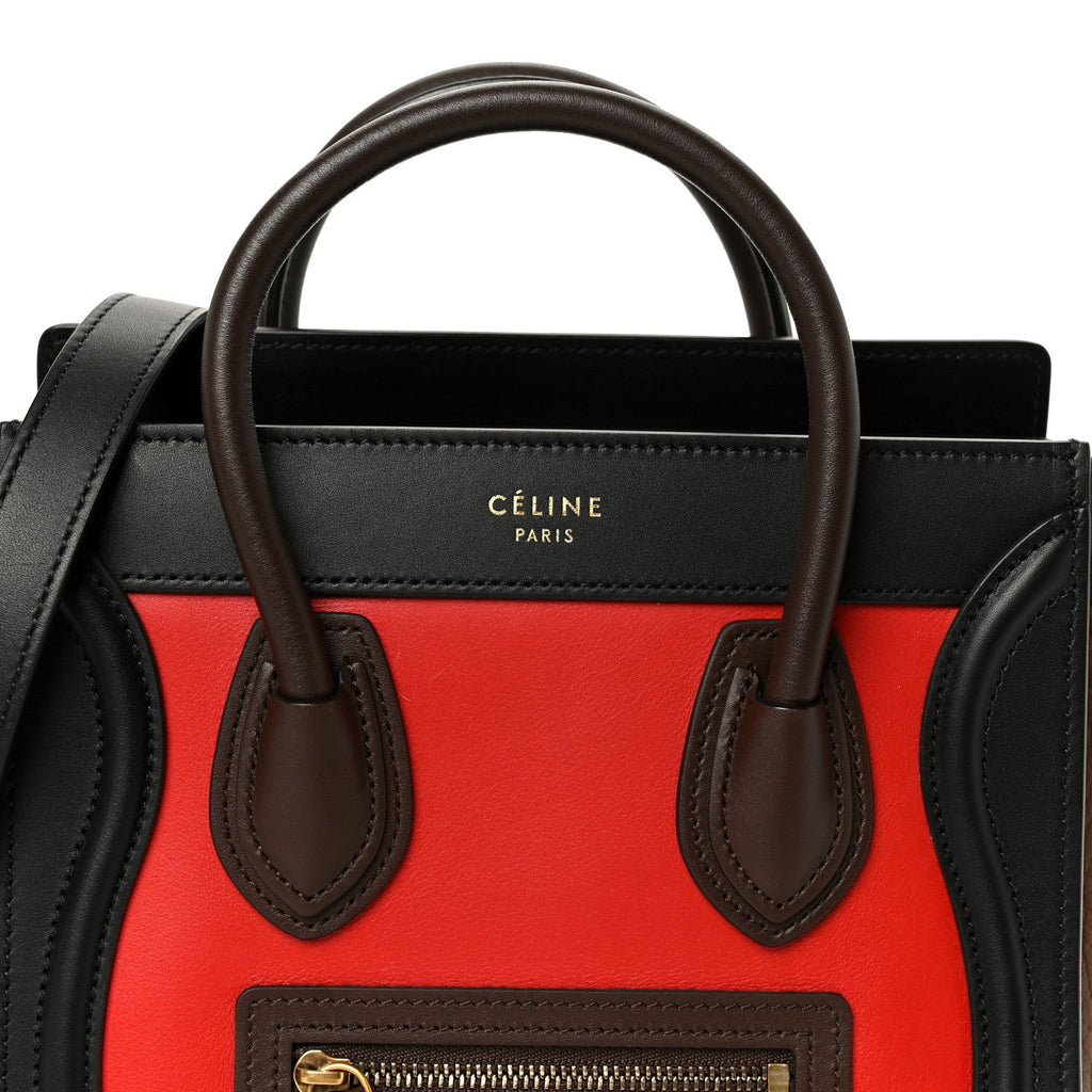 Smooth Calfskin Bullhide Nano Tri-Color Luggage Bright Red