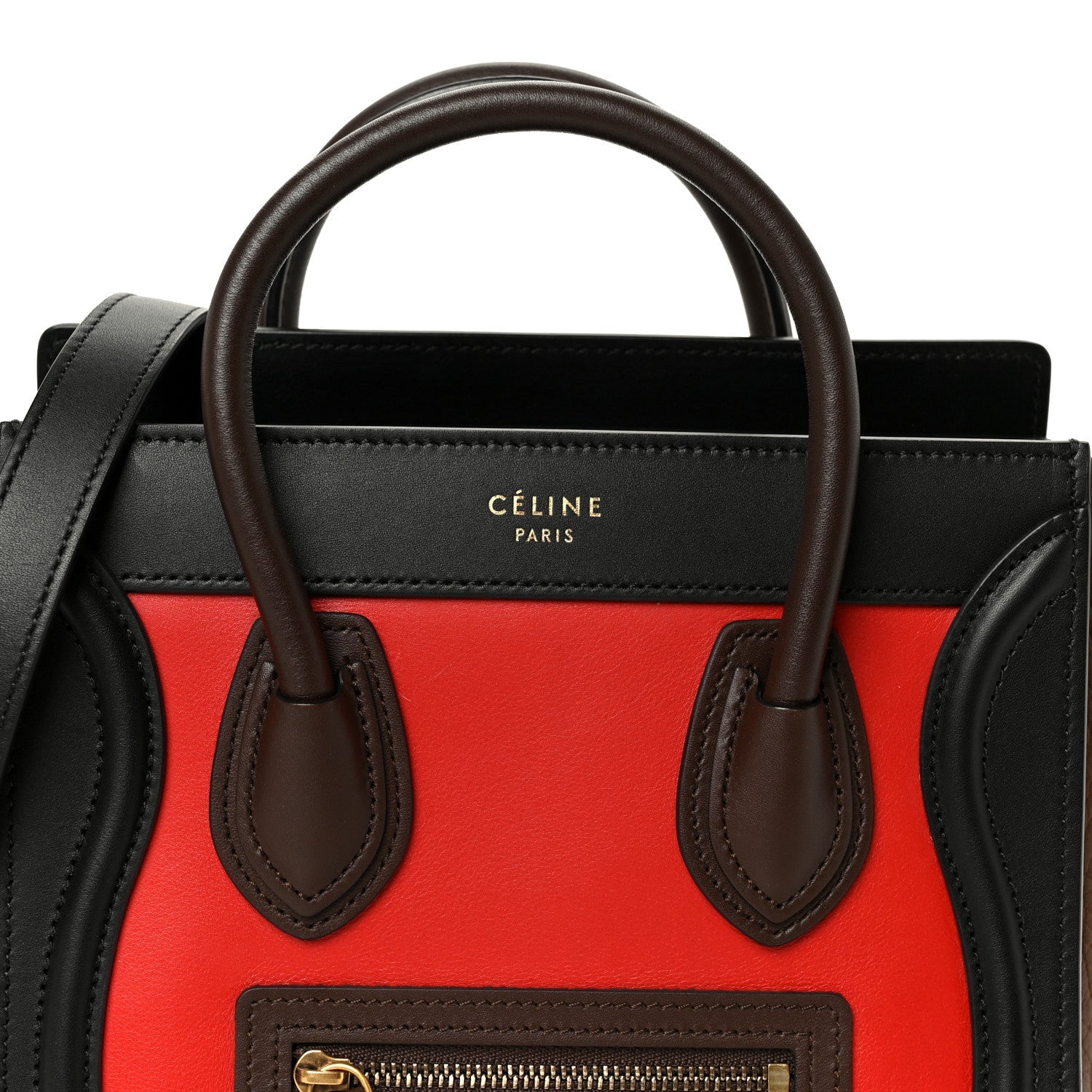 Smooth Calfskin Bullhide Nano Tri-Color Luggage Bright Red