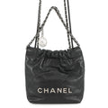 CHANEL CHANEL22 2WAYChain Handbag BlackAS3980 Shiny Calf Leather Size Mini