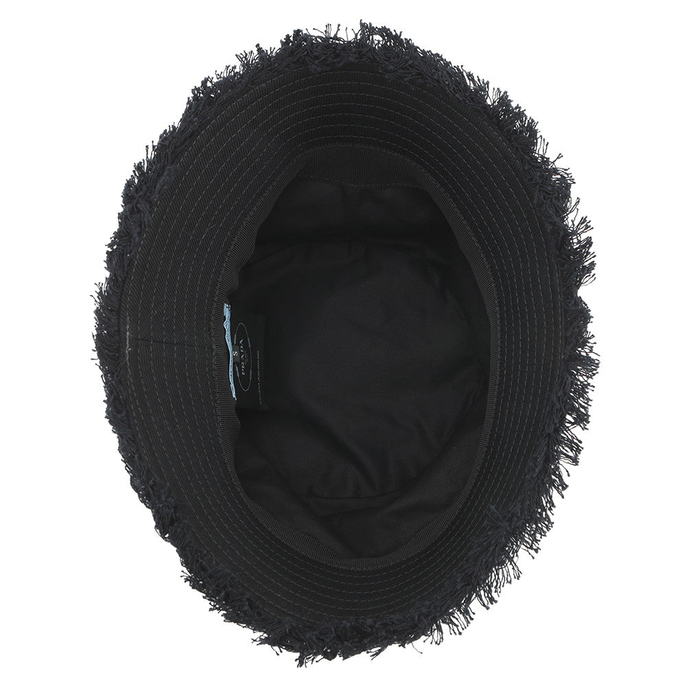 PRADA Drill logo fringe bucket hat Size S Black1HC137 Cotton100%