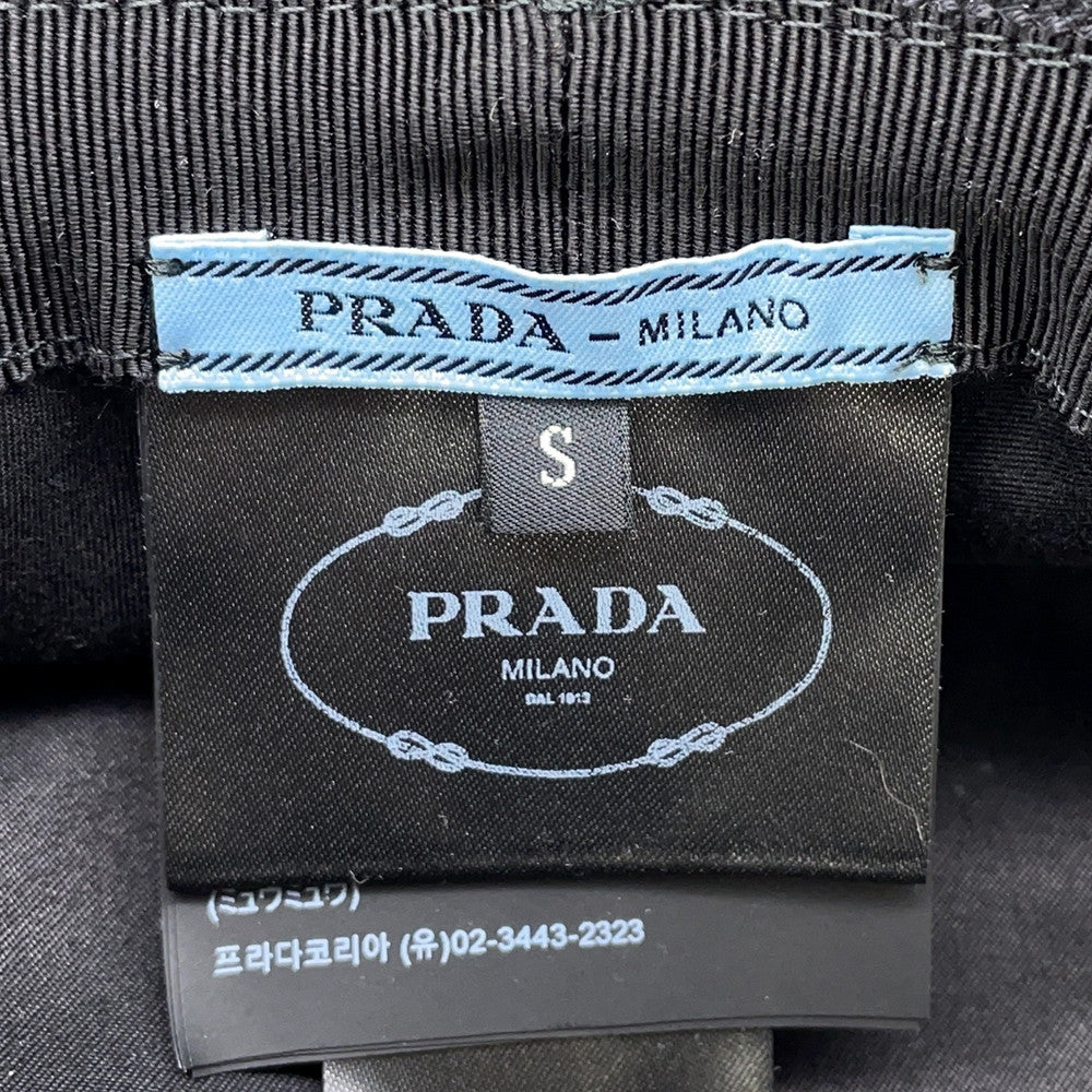 PRADA Drill logo fringe bucket hat Size S Black1HC137 Cotton100%