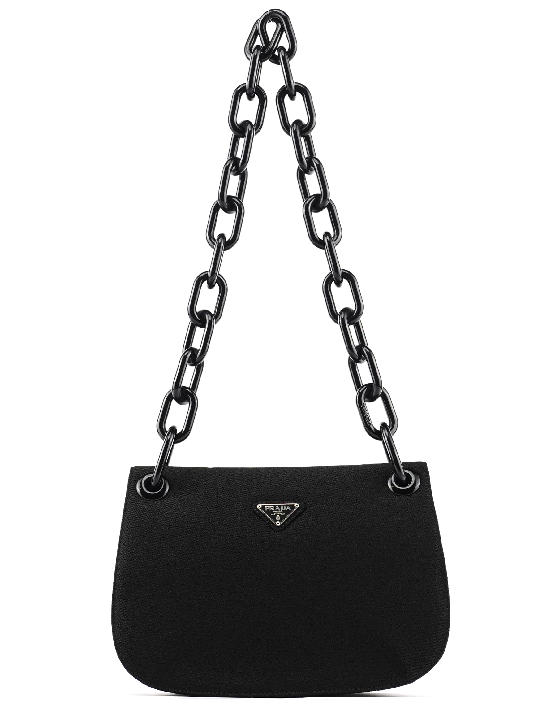 B6436 Black Tessuto Swing Nylon Chain Shoulder Bag