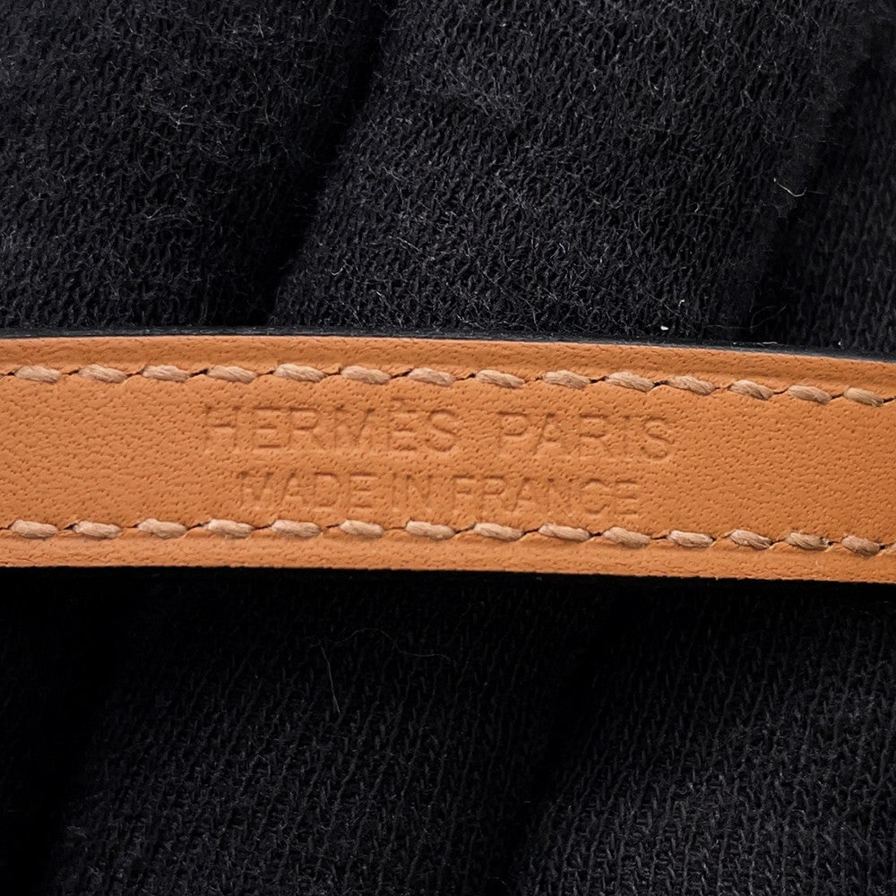 HERMES Leather Bracelet "Croisière" Double Tour Size T3 Black Swift Leather