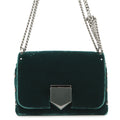 JIMMY CHOO LOCKETT PRETITE ChainShoulder Bag Green Velour