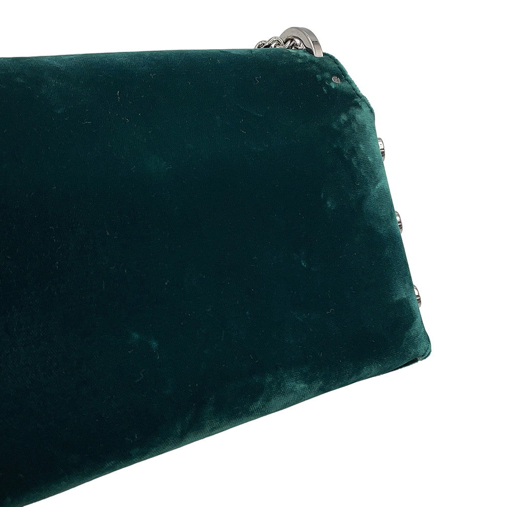 JIMMY CHOO LOCKETT PRETITE ChainShoulder Bag Green Velour