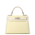 HERMES Kelly Sellier Nata / Jaune Citron Toile H Swift Leather Size 28
