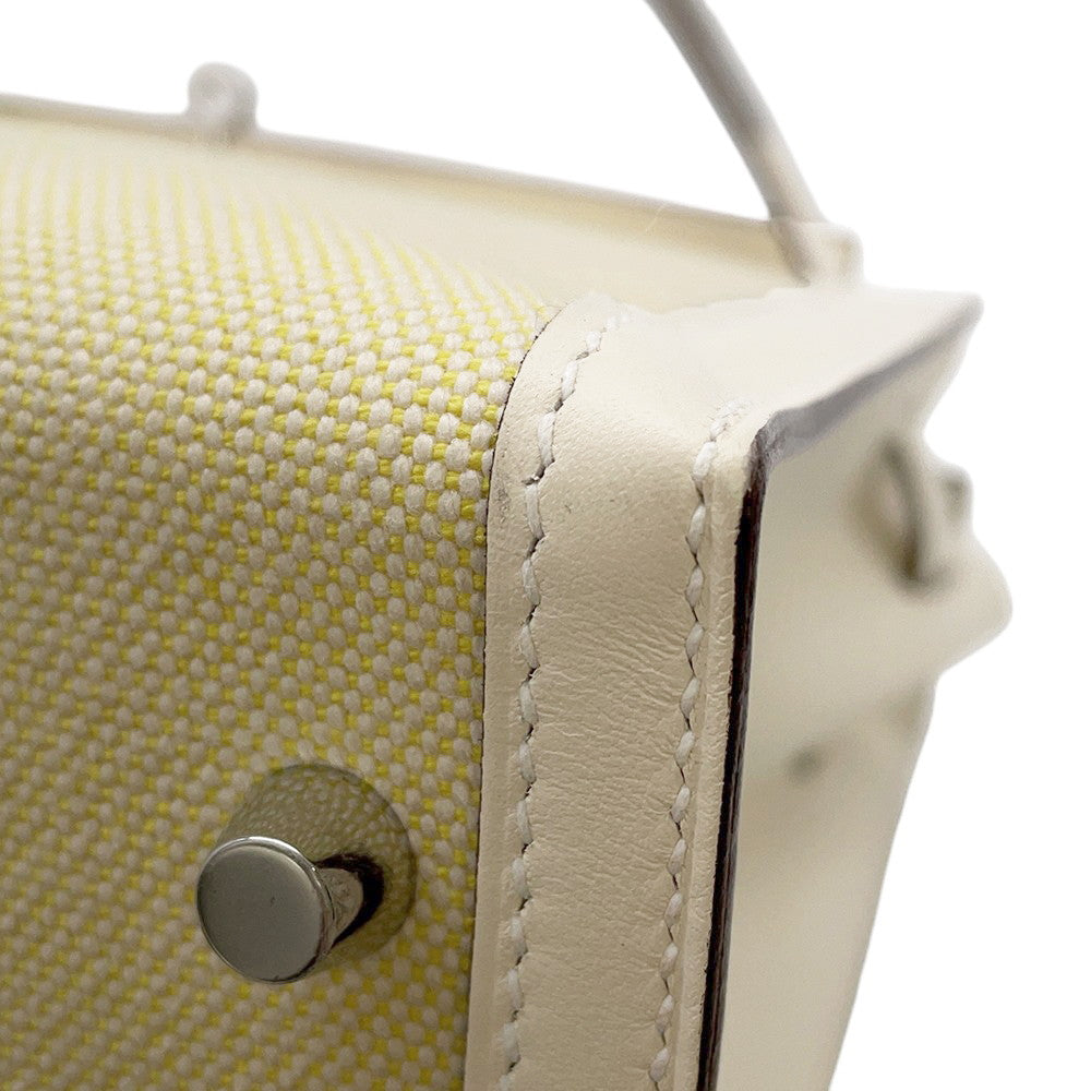 HERMES Kelly Sellier Nata / Jaune Citron Toile H Swift Leather Size 28