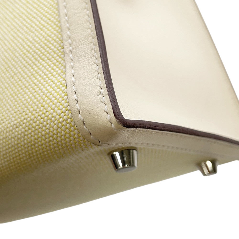 HERMES Kelly Sellier Nata / Jaune Citron Toile H Swift Leather Size 28