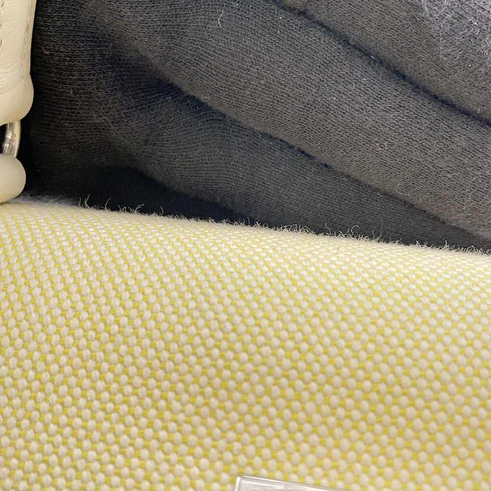 HERMES Kelly Sellier Nata / Jaune Citron Toile H Swift Leather Size 28