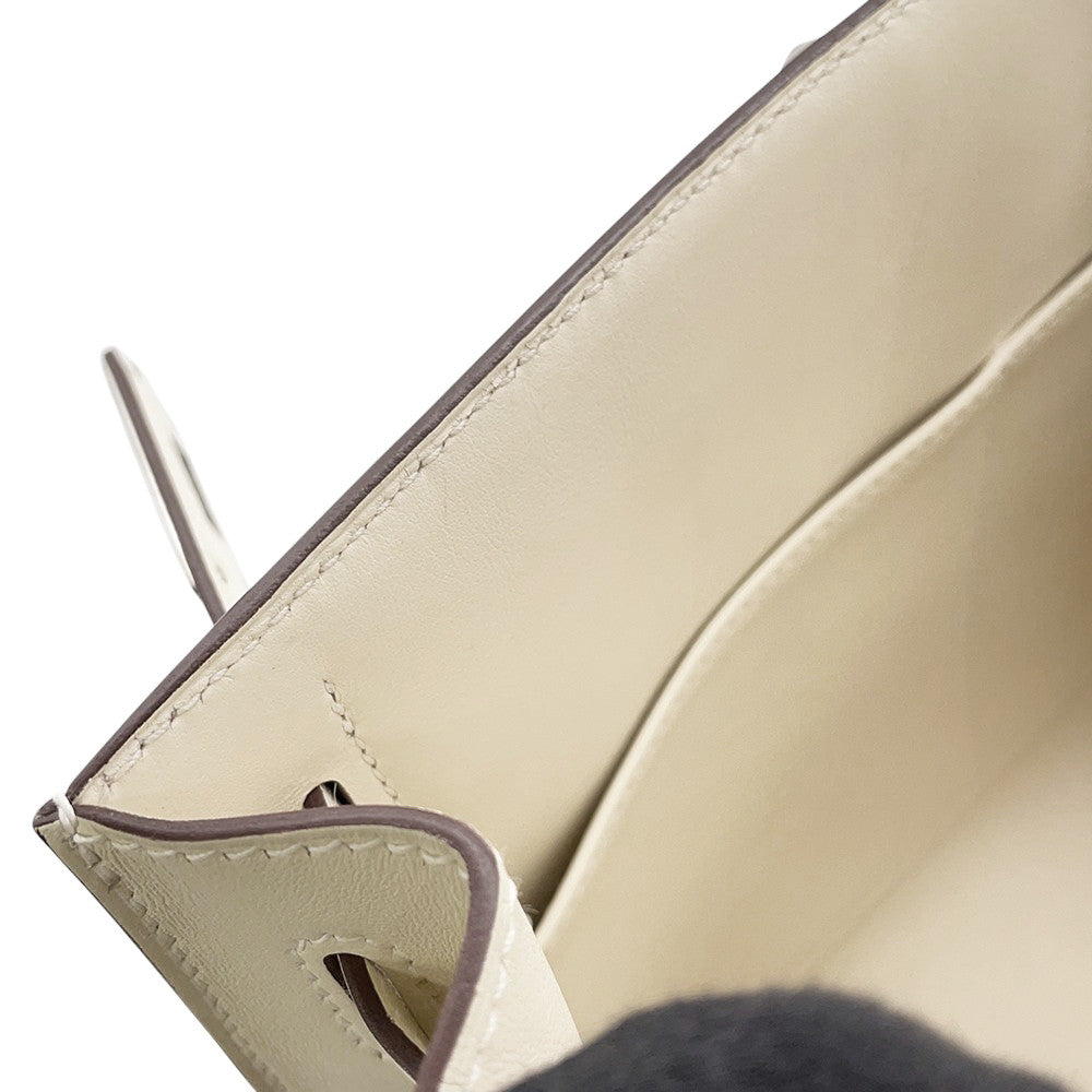 HERMES Kelly Sellier Nata / Jaune Citron Toile H Swift Leather Size 28