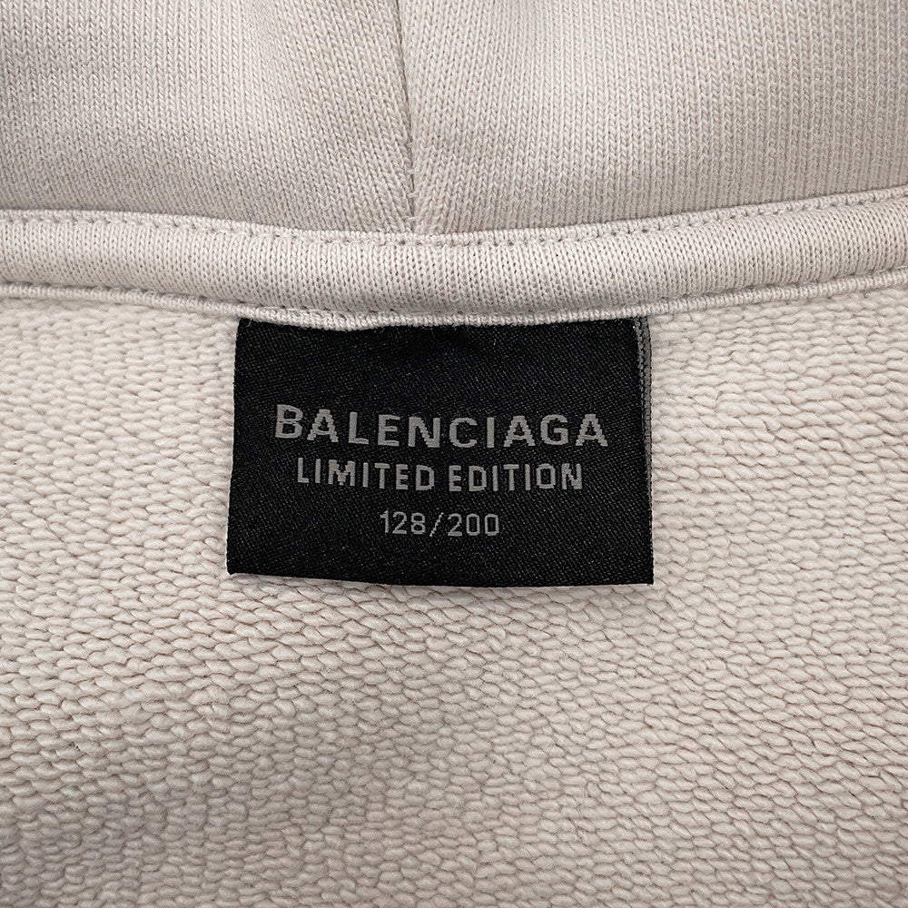 BALENCIAGA BFRND Small Zip-Up Hoodie Size L Light Gray788243 Cotton98% Polyurethane2%