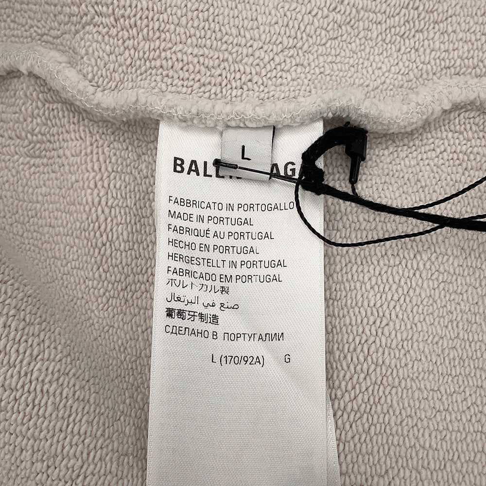 BALENCIAGA BFRND Small Zip-Up Hoodie Size L Light Gray788243 Cotton98% Polyurethane2%
