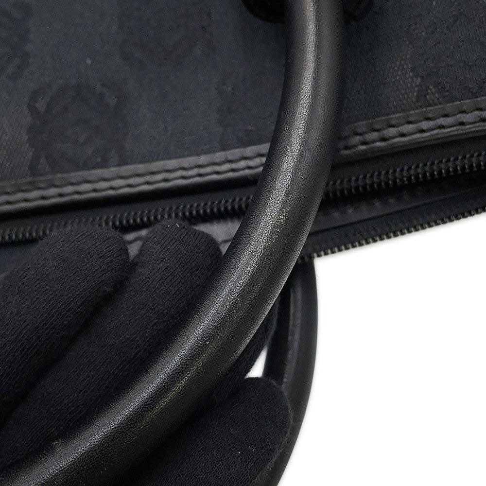 LOEWE Anagram Boston Black Canvas Leather