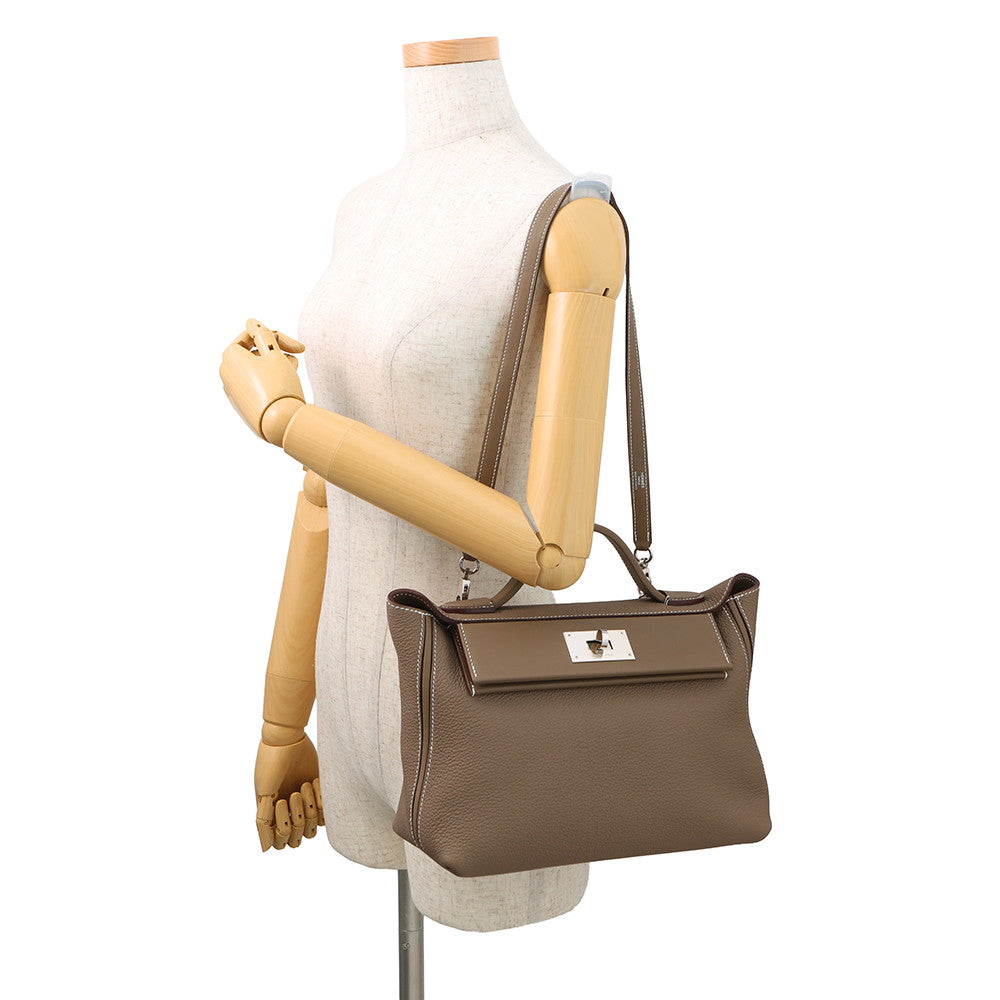 HERMES 24/24 Sac Van Quatre Etoupe Togo Leather Swift Leather Size 29