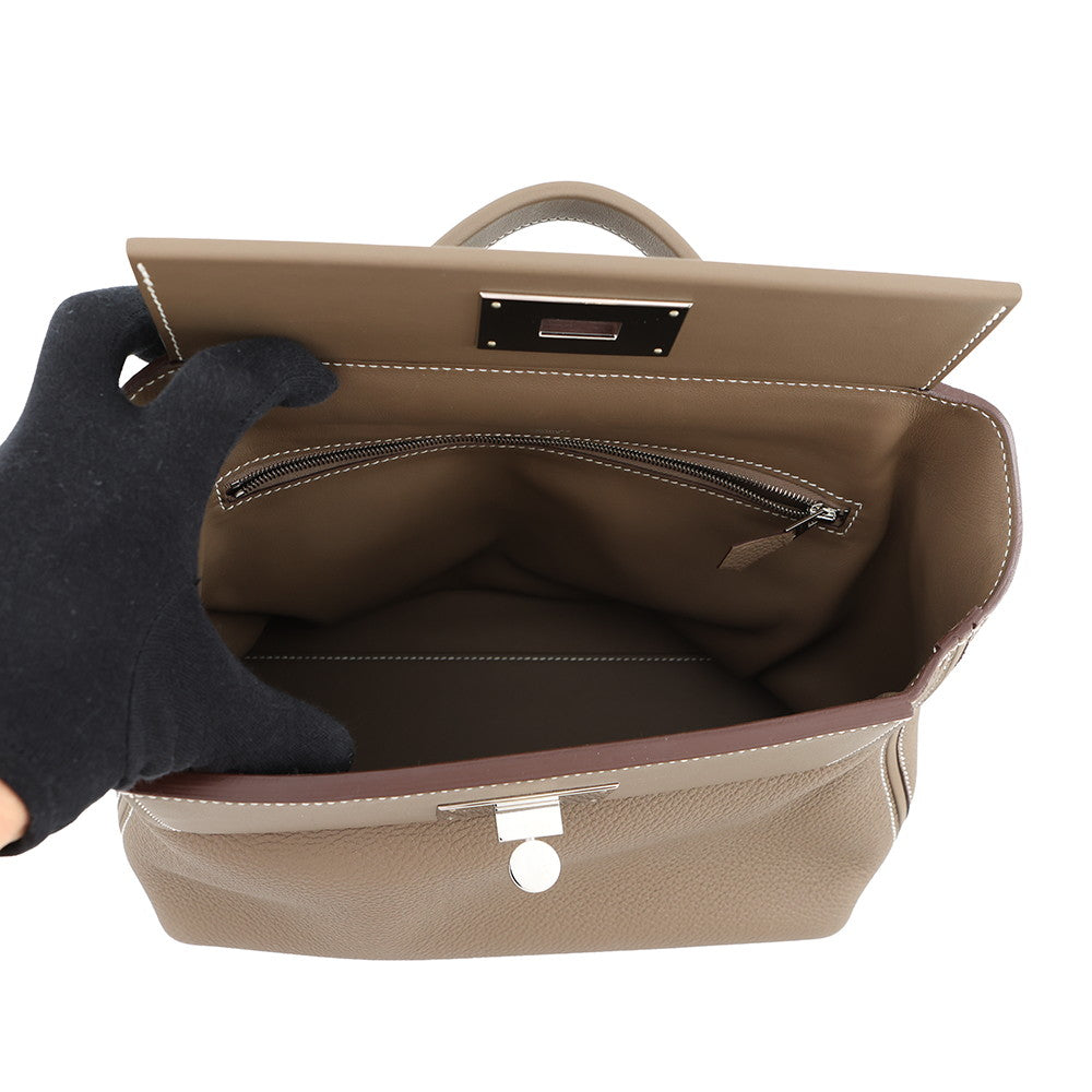 HERMES 24/24 Sac Van Quatre Etoupe Togo Leather Swift Leather Size 29