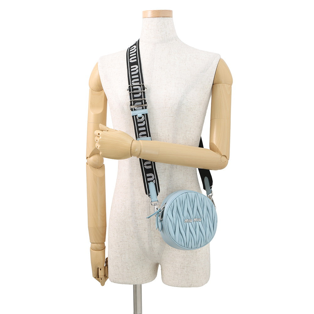 MIUMIU Materassee 2WAY Shoulder Bag Light Blue5BH191 Leather
