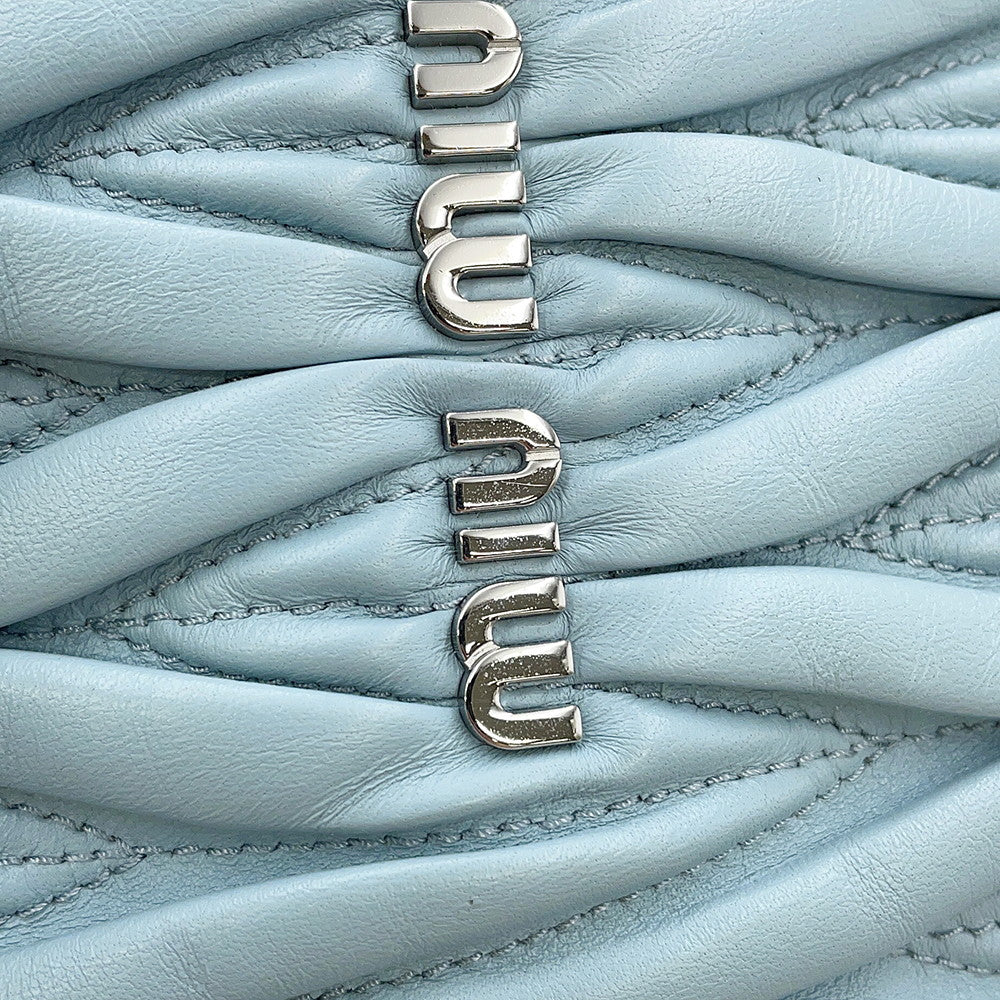 MIUMIU Materassee 2WAY Shoulder Bag Light Blue5BH191 Leather