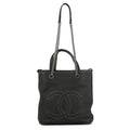 CHANEL CC Logo Cava 2-Way Tote Bag BlackAS0448 Leather