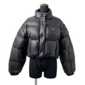 PRADA Cropped Vest/Down Jacket Triangle Logo 24 Size 40 Black291805 Nylon100%