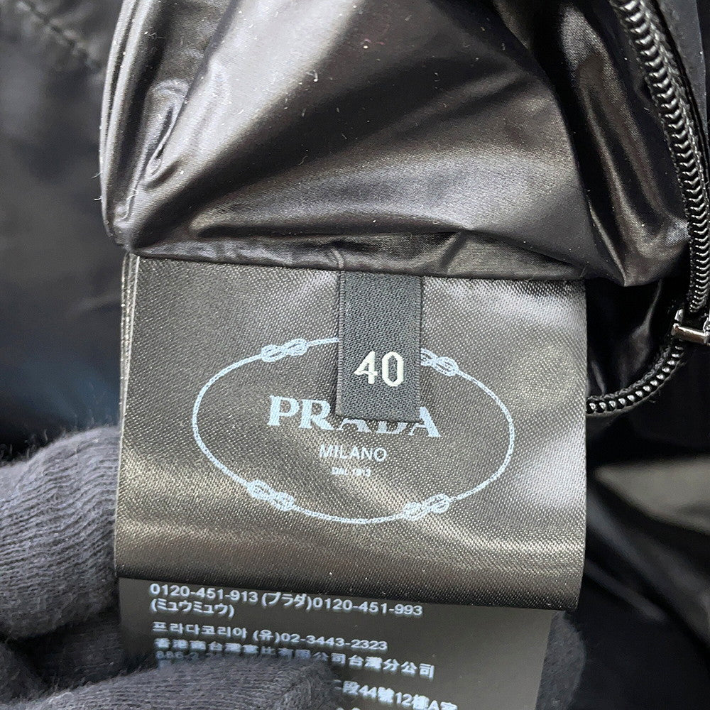PRADA Cropped Vest/Down Jacket Triangle Logo 24 Size 40 Black291805 Nylon100%