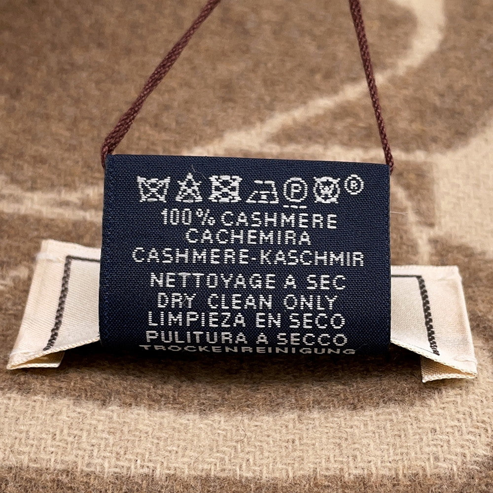 HERMES Cashmere Scarf Clic Se Nue Marron Grasset/Craie Cashmere100%