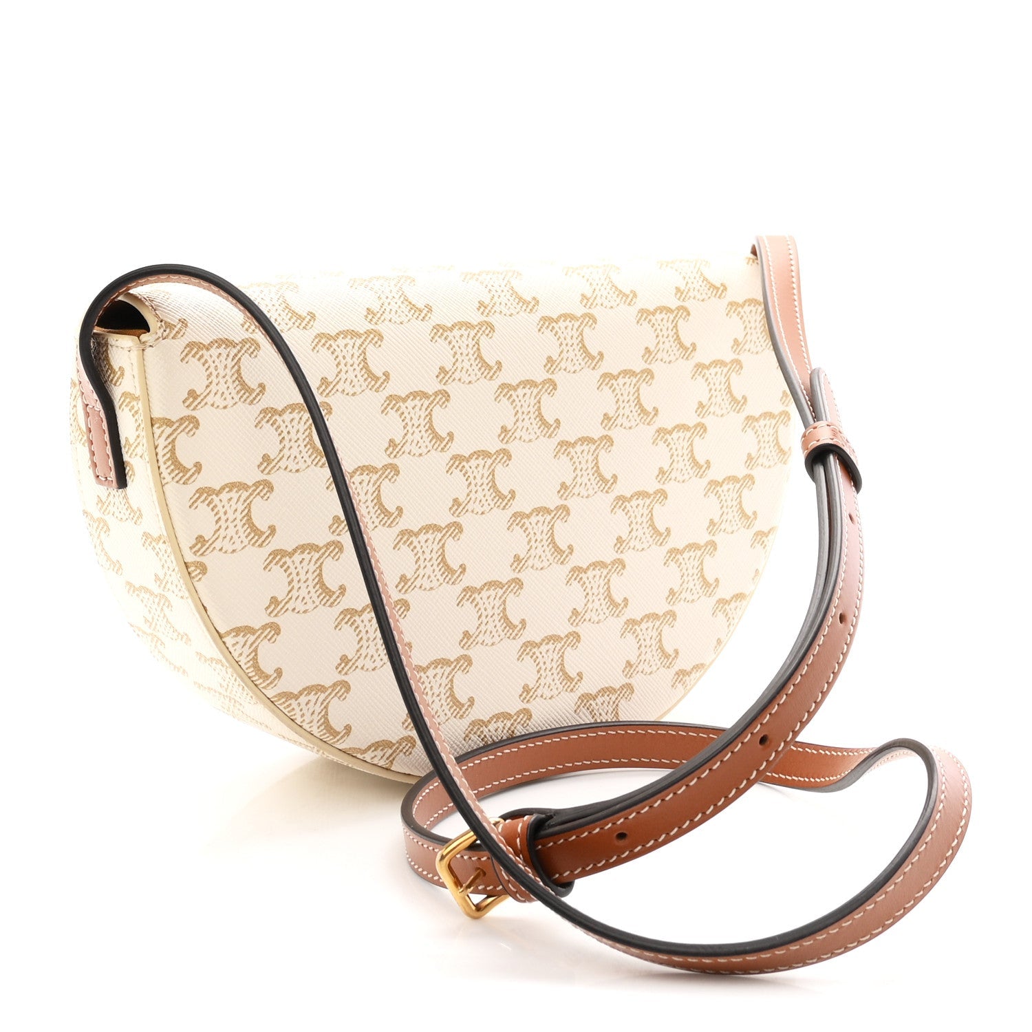 Calfskin Triomphe Canvas Besace White