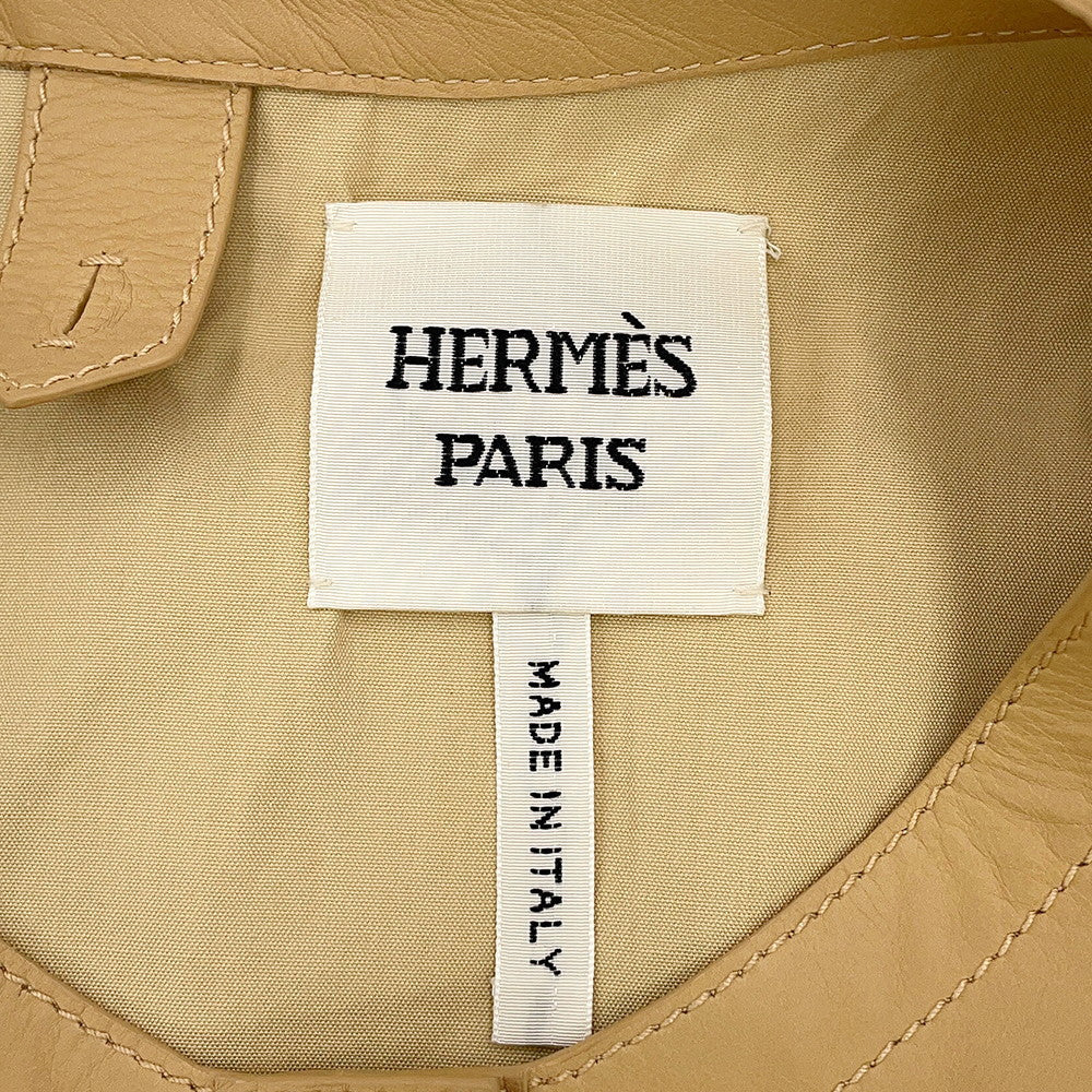 HERMES Leather gilet Size 36 Beige5E1617DA Calf Leather