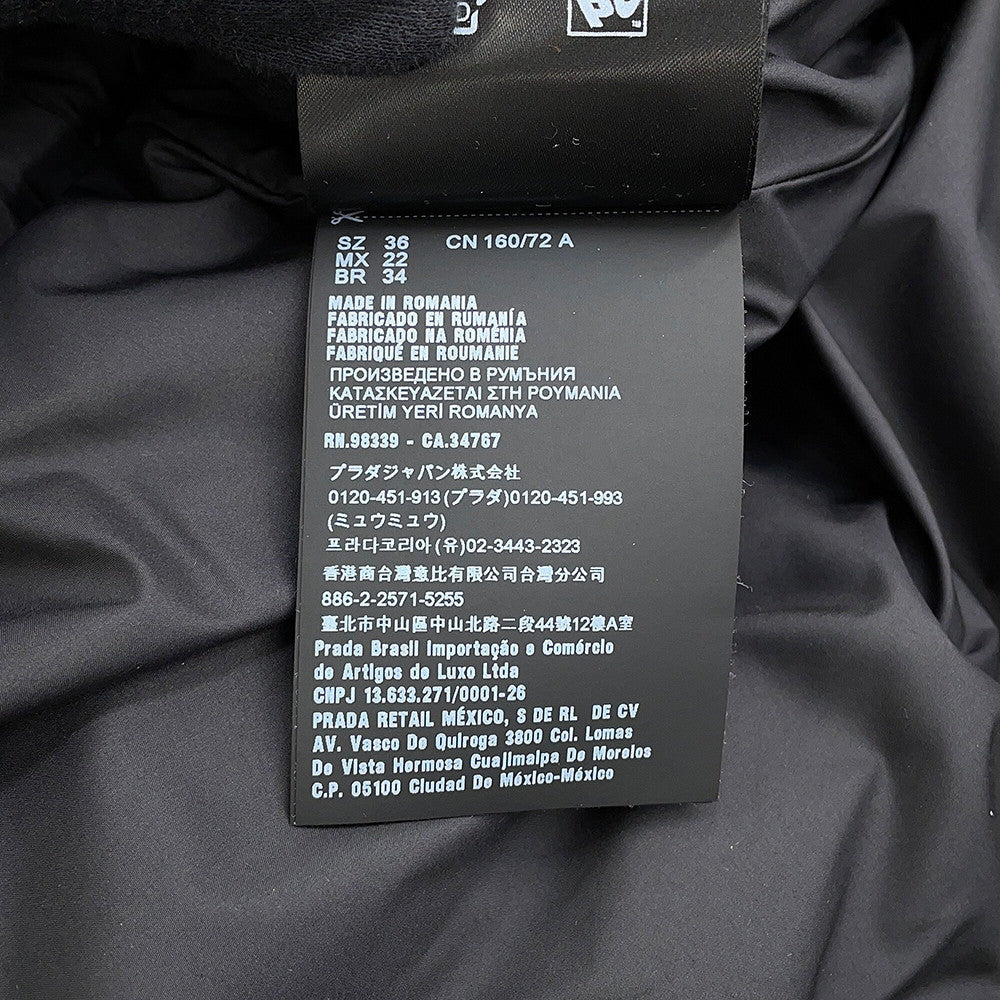 PRADA Knitted Down Jacket Size 36 BlackP25I07 Wool 70% Cashmere30%