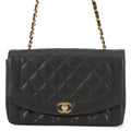 CHANEL Matelasse Diana Single Flap Chainshoulder Bag BlackA01165 Caviar Leather Size 25