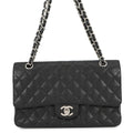 CHANEL Matelasse Double Flap ChainShoulder Bag BlackA01112 Caviar Leather Size 25