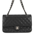 CHANEL Matelasse Double Flap ChainShoulder Bag BlackA01112 Caviar Leather Size 25