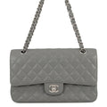 CHANEL Matelasse Double Flap ChainShoulder Bag GrayA01112 Caviar Leather Size 25