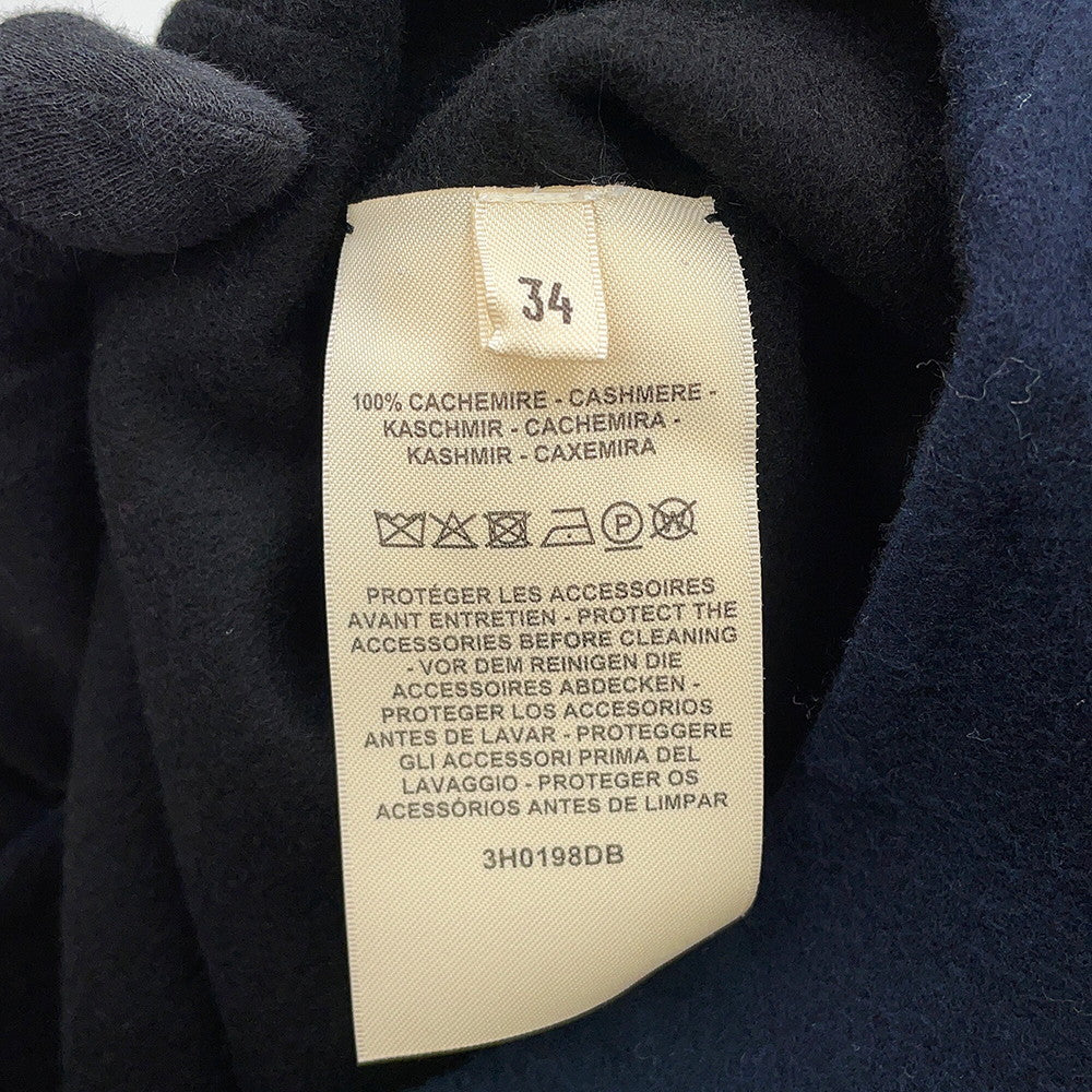 HERMES Long gilet Size 34 Navy Cashmere100%