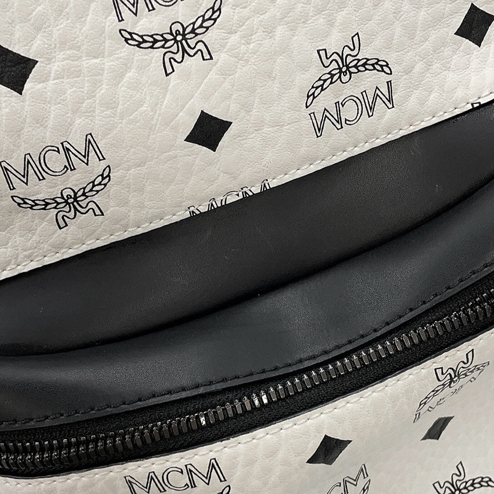 MCM Visetos Stark Backpack White/BlackMMKCSVE02WT001 Leather