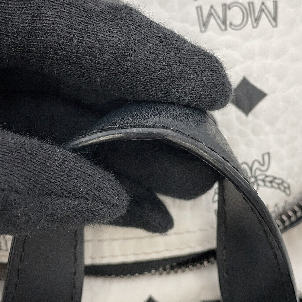 MCM Visetos Stark Backpack White/BlackMMKCSVE02WT001 Leather