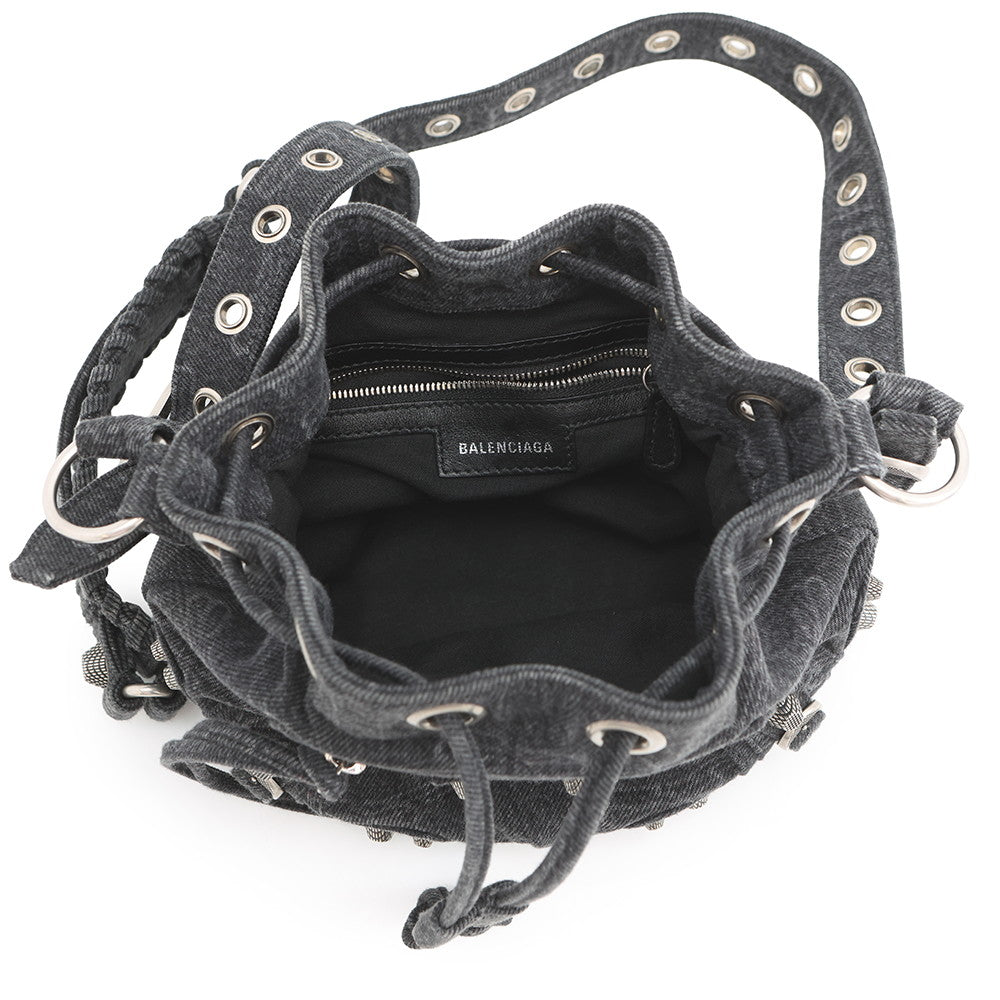 BALENCIAGA Le Cagoule Shoulder Bag Black702431 Denim Size XS
