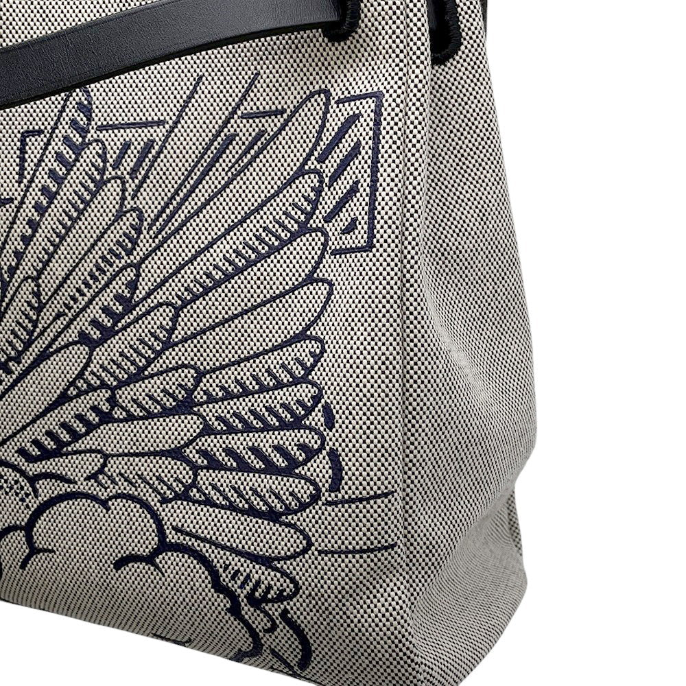 HERMES Herbag Zip Pegasus Pop Black/Blue Indigo/Ecru Toile H Vache Hunter Leather Size PM