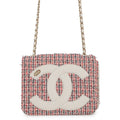 CHANEL CC Logo Flap Chainshoulder Bag White/Multicolor Tweed Leather