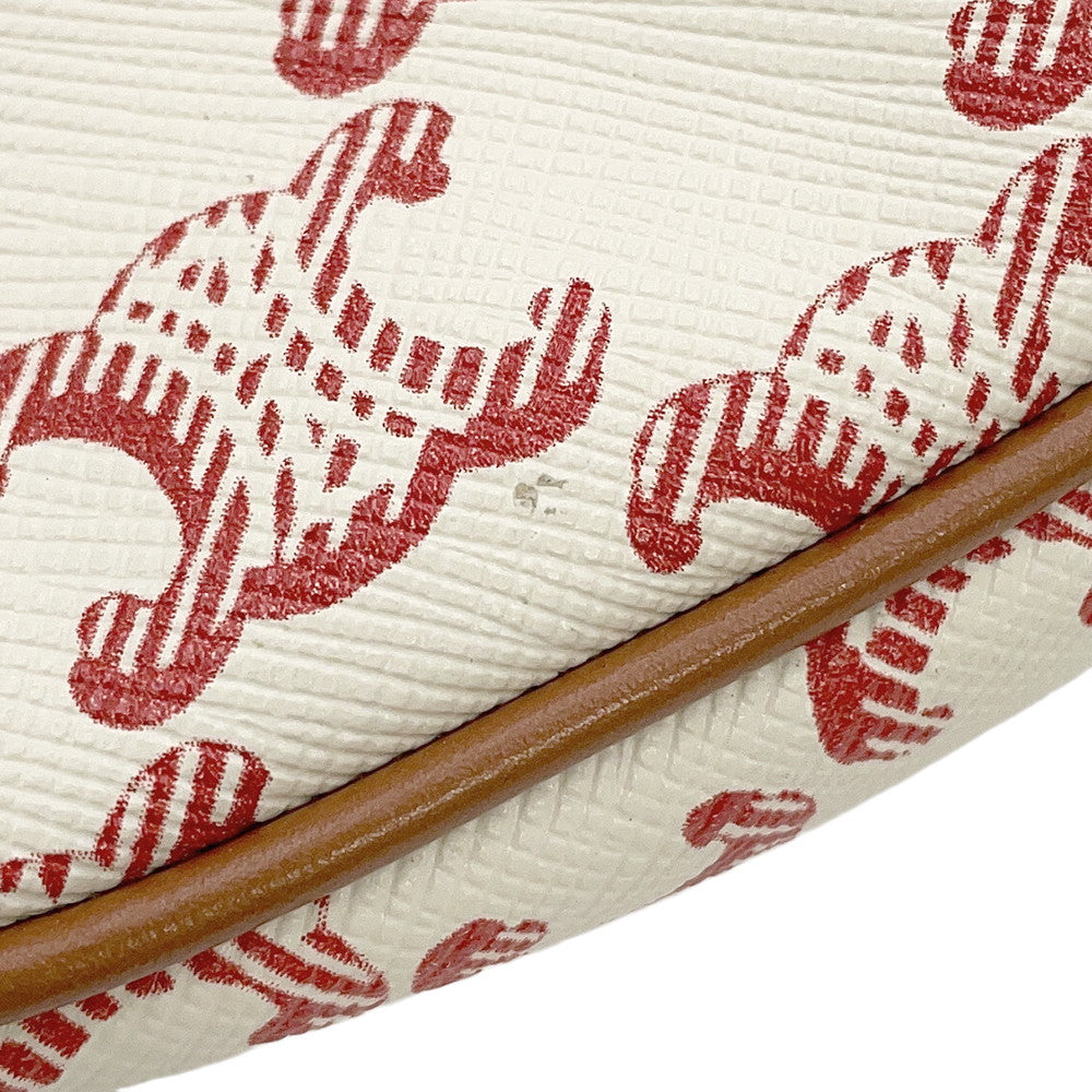 CELINE Ava Triomphe One Shoulder Bag Ivory/Red193952 PVC Leather
