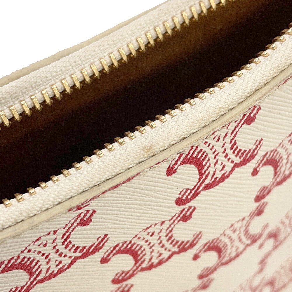 CELINE Ava Triomphe One Shoulder Bag Ivory/Red193952 PVC Leather